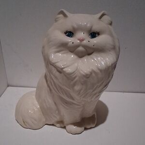 Vintage Ceramic White Cat Figurine
